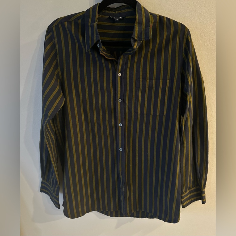 Soeur long sleeve blue top with pinstripes.